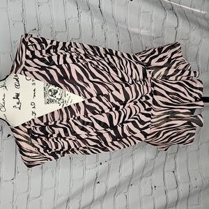ASTR the label Cap Sleeve Pink/Black Zebra Peplum Blouse Size Large
